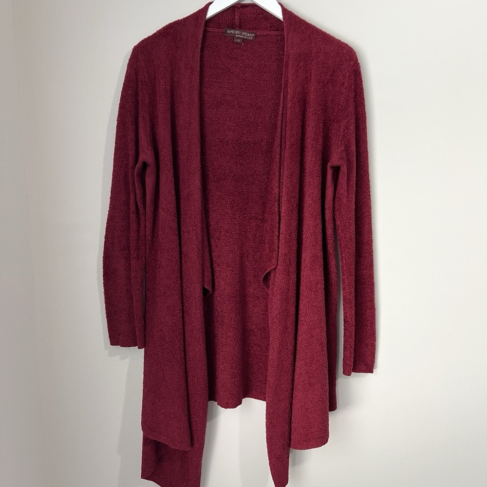 Barefoot Dreams Calypso Wrap Open Front Cardigan L/XL Bamboo Chic Lite Red Cozy - Picture 2 of 10